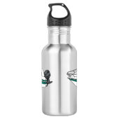 Motorboot cartoon illustratie waterfles  (Achterkant)