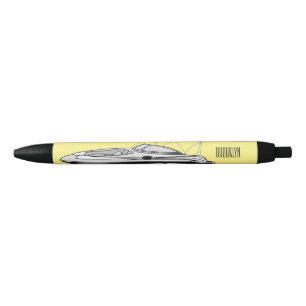 Motorboot cartoon illustratie zwarte inkt pen