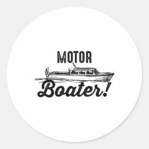 Motorboot-fans Funny Ik hou van motorbootvaren Cad Ronde Sticker