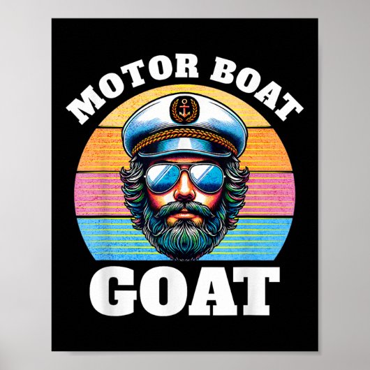 Motorboot Geit _ Grappige Motorboot Kapitein Poster (Voorkant)