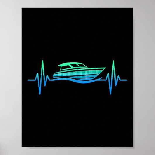 Motorboot Hartslag Motorbootvaren Kapitein Poster (Voorkant)