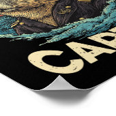 Motorboot kapitein Funny Capybara Mariner Poster (Hoek)