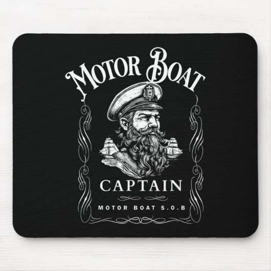 Motorboot Kapitein Grappige Ponton Boating Motor B Muismat (Voorkant)