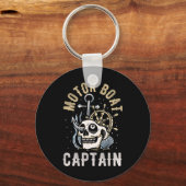 Motorboot Kapitein Grappige Ponton Boating Motor B Sleutelhanger (Voorkant)