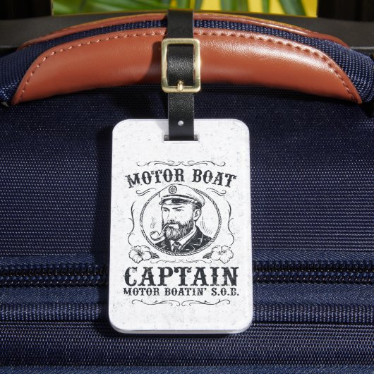 Motorboot Kapitein Grappige Pontonbootvaren Bagagelabel (Voorkant Insitu 2)