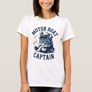 Motorboot Kapitein Kat T-shirt Grappig Vissen Pont
