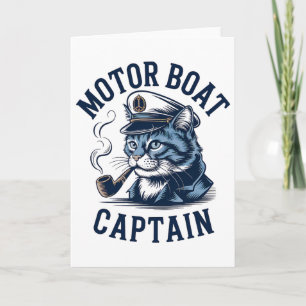 Motorboot Kapitein Kat T-shirt Grappig Vissen Pont Kaart