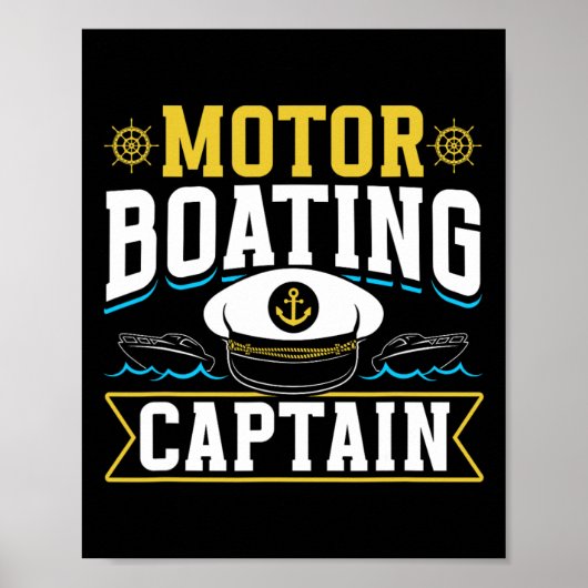 Motorboot Kapitein Motorboot Motorboten Motorboot Poster (Voorkant)