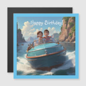 Motorboot Magnetische Verjaardag Kaart (Voorkant / Achterkant)
