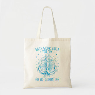 Motorboot met drijvende boot voor cruiseschepen tote bag