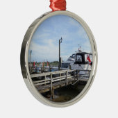Motorboot op de rivier Blyth Metalen Ornament (Rechts)
