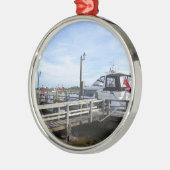 Motorboot op de rivier Blyth Metalen Ornament (Links)