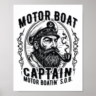 Motorboot S.o.b. Oude Pontonkapitein Op Th Poster