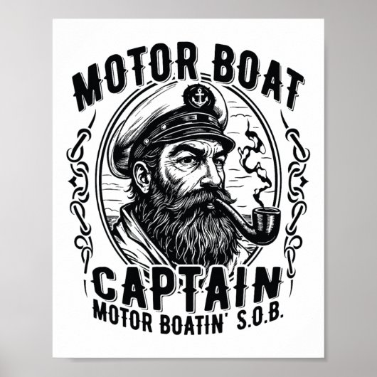 Motorboot S.o.b. Oude Pontonkapitein Op Th Poster (Voorkant)