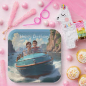 Motorboot Verjaardag Papieren Bordje (Feest)