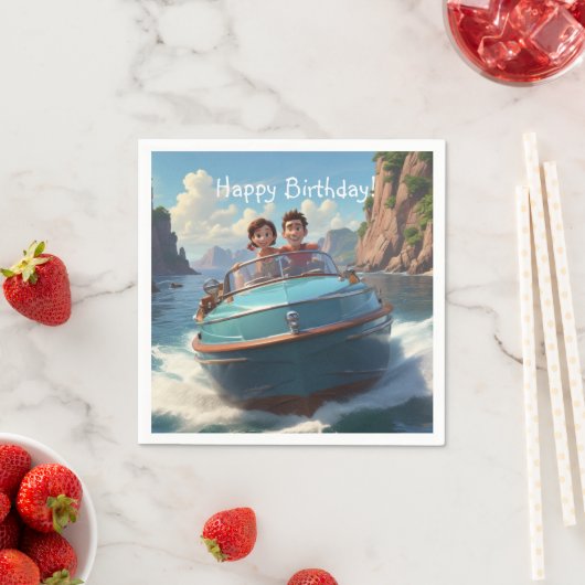 Motorboot Verjaardag Servet (Insitu)