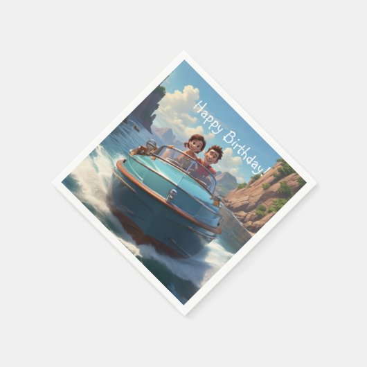 Motorboot Verjaardag Servet (Hoek)