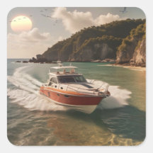 Motorboot Vierkante Sticker