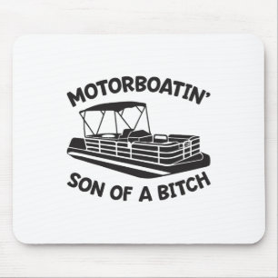 Motorboot zoon van een pontonboot grappige bootvaa muismat
