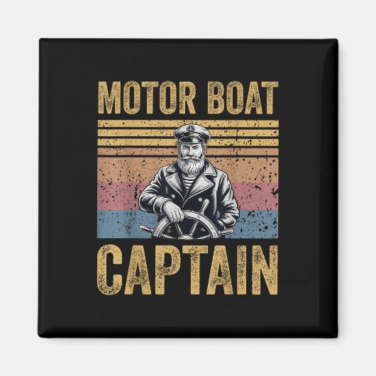 Motorbootkapitein Funny Ponton Motorbootmannen Magneet (Voorkant)