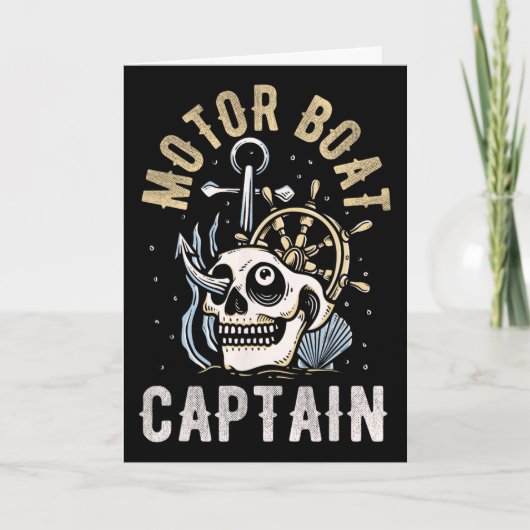 Motorbootkapitein Funny Pontonboot Motorboot Kaart (Voorkant)