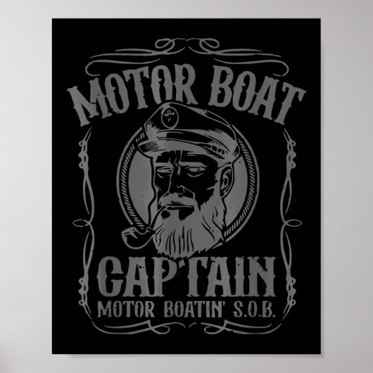 Motorbootkapitein Funny Pontonboot Motorboot Poster (Voorkant)