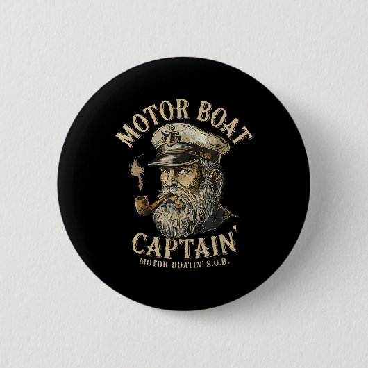 Motorbootkapitein Funny Pontonboot Motorboot Ronde Button 5,7 Cm (Voorkant)