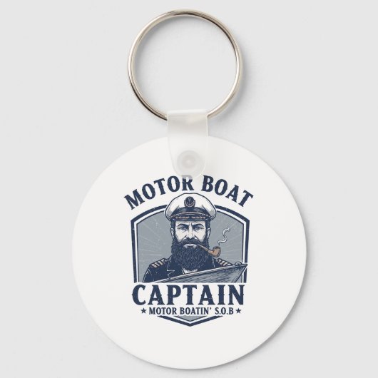 Motorbootkapitein Funny Pontonboot Motorboot Sleutelhanger (Voorkant)