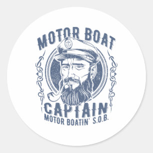 Motorbootkapitein Funny Pontonbootvaren Motorboot Ronde Sticker