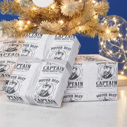 Motorbootkapitein Funny Pontonvaren Cadeaupapier (Feestdagen)