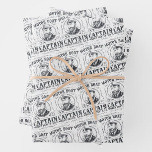 Motorbootkapitein Funny Pontonvaren Inpakpapier Vel