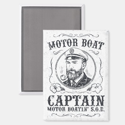 Motorbootkapitein Funny Pontonvaren Magneet (Voorkant / Achterkant)