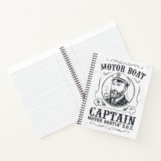 Motorbootkapitein Funny Pontonvaren Notitieboek (Binnen)