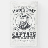 Motorbootkapitein Funny Pontonvaren Spandoek (Verticaal)