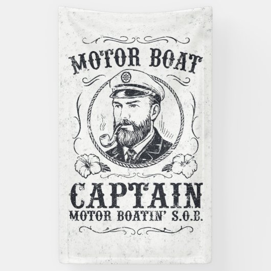 Motorbootkapitein Funny Pontonvaren Spandoek (Verticaal)