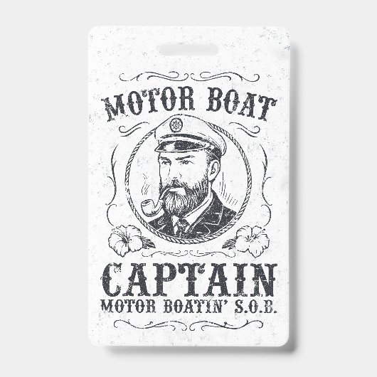Motorbootkapitein Funny Pontoon-varen Badge (Voorzijde)