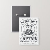 Motorbootkapitein Funny Pontoon-varen Button (Voorkant / Achterkant)