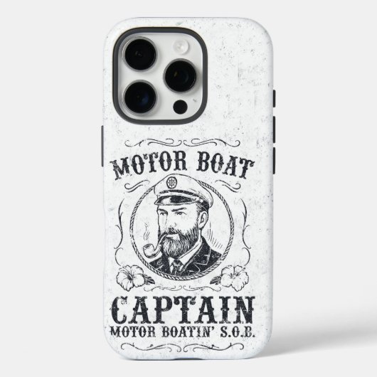 Motorbootkapitein Funny Pontoon-varen Case-Mate iPhone Case (Achterkant)