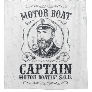 Motorbootkapitein Funny Pontoon-varen Douchegordijn