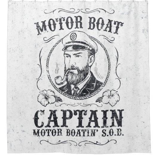 Motorbootkapitein Funny Pontoon-varen Douchegordijn (Voorkant)