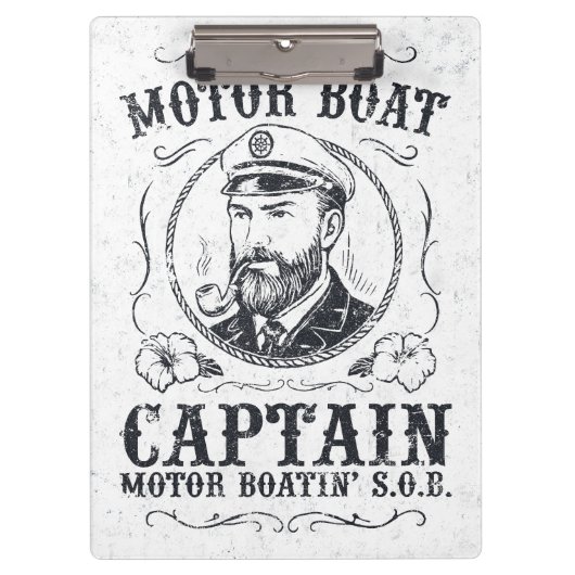 Motorbootkapitein Funny Pontoon-varen Klembord (Voorkant)