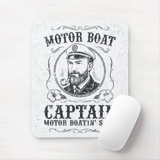 Motorbootkapitein Funny Pontoon-varen Muismat (Met muis)