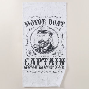 Motorbootkapitein Funny Pontoon-varen Strandlaken