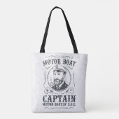 Motorbootkapitein Funny Pontoon-varen Tote Bag (Achterkant)