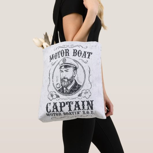 Motorbootkapitein Funny Pontoon-varen Tote Bag (Dichtbij)