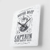 Motorbootkapitein Funny Pontoon-varen Vierkante Klok (Hoek)