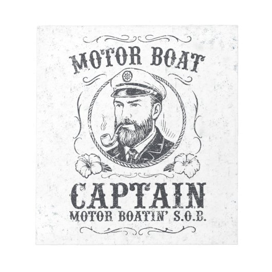 Motorbootkapitein Funny Pontoonvaren Notitieblok (Voorkant)