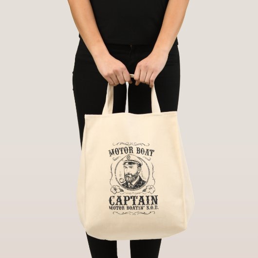 Motorbootkapitein Funny Pontoonvaren Tote Bag (Voorkant (product))