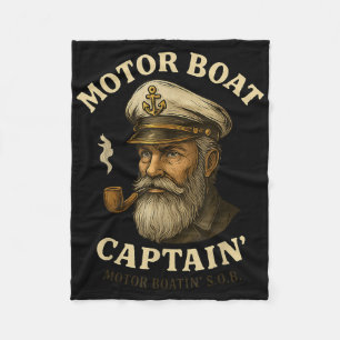 Motorbootkapitein Grappige Pontonboot Motor Bos Fleece Deken