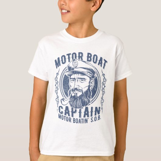 Motorbootkapitein Grappige Pontonboot Motorboot T-shirt (Voorkant)